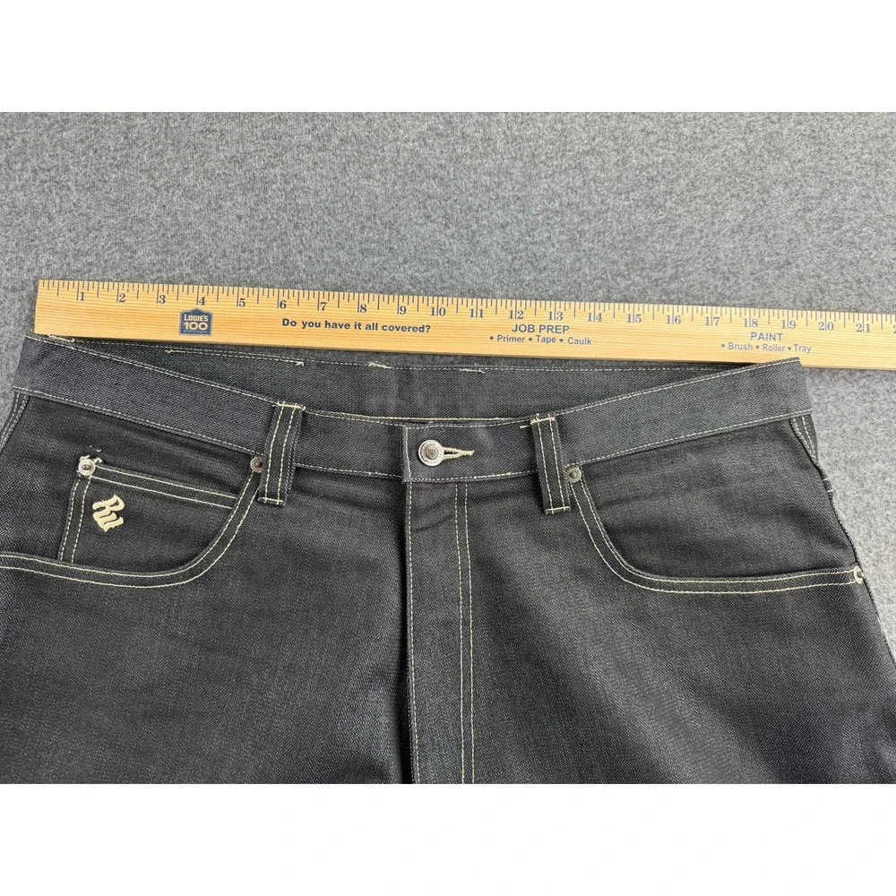 Vintage Rocawear Jeans Mens 38x34 Baggy Carpenter Deep‎ Black Hip Hop Skater Y2k